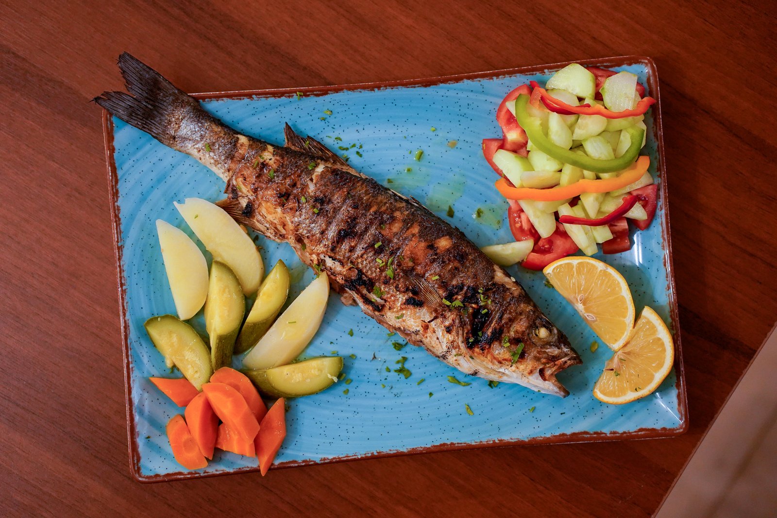 Grilled fish served fresh